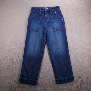 LOFT Jeans Size 27/4 Petite The Straight Center Seam Blue Whiskered Denim